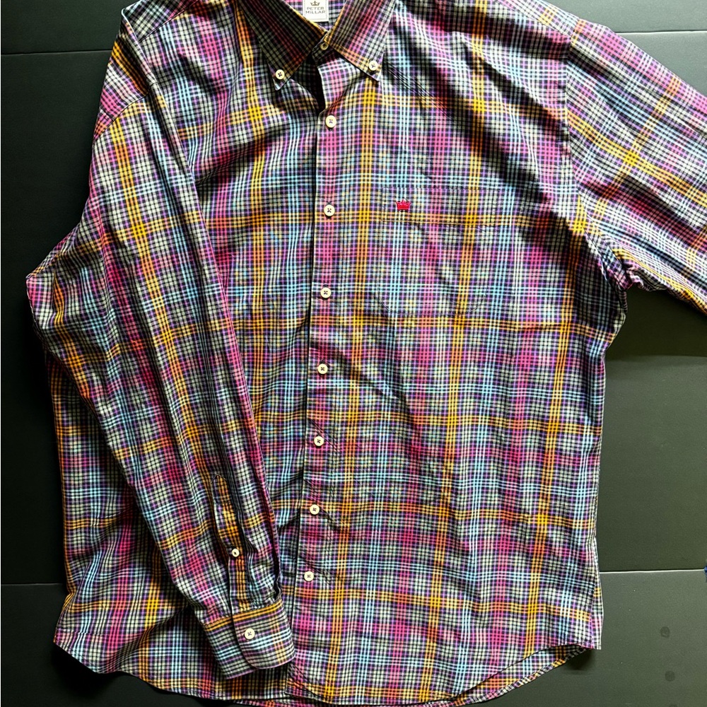 Peter Millar Button Down Men’s XL Multi Color Casual Dress Shirt
